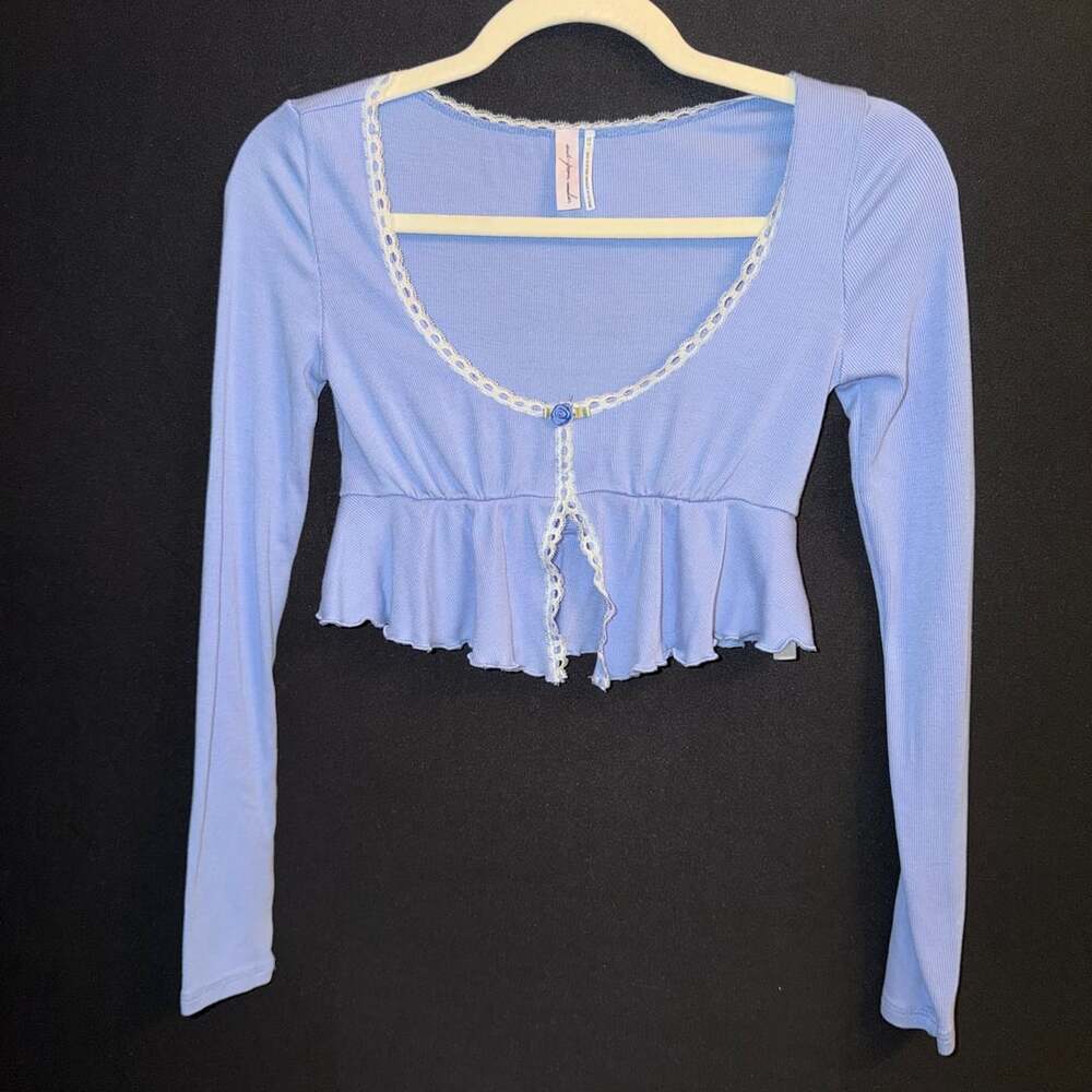 Out From Under Sweet Dreams Flyaway Top Blue Lace Trim #0731